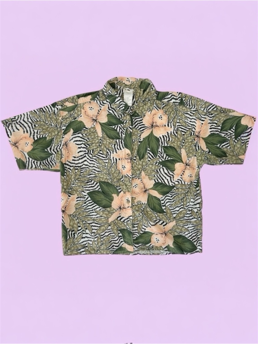 Vintage 90s Elite AOP Floral Blouse Abstract Maximalism Oversized Large